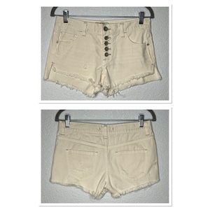 Free People Button Fly Distressed Cut Off Shorts Sz 24 100% Cotton